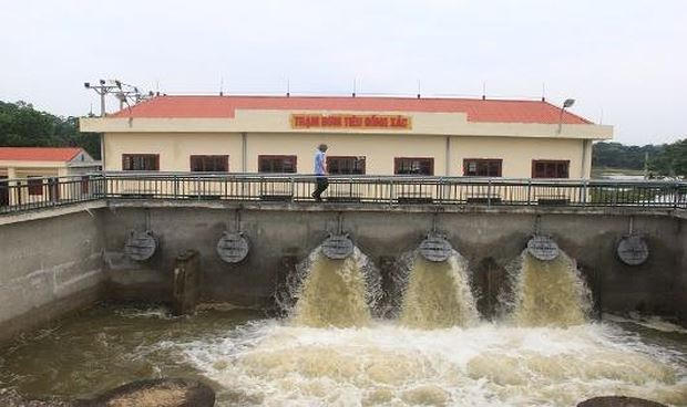 Trạm bơm Đồng Xác, xã Thành Kim (Thạch Thành, Thanh Hóa) tiêu nước đệm trước cơn bão.
