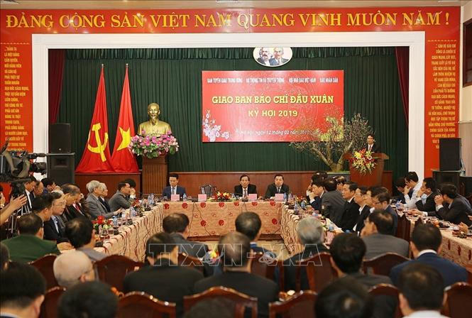 Quang cảnh Hội nghị giao ban báo chí đầu Xuân Kỷ Hợi 2019. Ảnh: Dương Giang/TTXVN