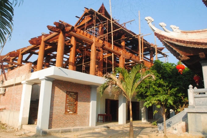 Tòa nhà Tổ đang xây dựng, nơi đặt bức tượng Bồ Đề Đạt Ma lớn nhất Việt Nam.