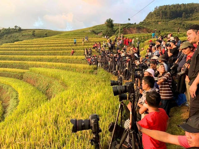 Nhiều nhiếp ảnh gia cho biết, họ phải dậy từ 5 giờ sáng, xếp hàng dài để chụp ảnh. Ảnh: Page Yên Bái