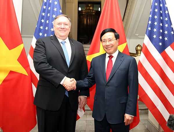 Phó Thủ tướng, Bộ trưởng Ngoại giao Phạm Bình Minh và Ngoại trưởng Hoa Kỳ Mike Pompeo.