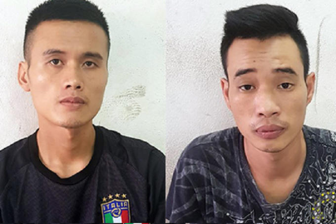 Hai nghi phạm tại cơ quan công an.