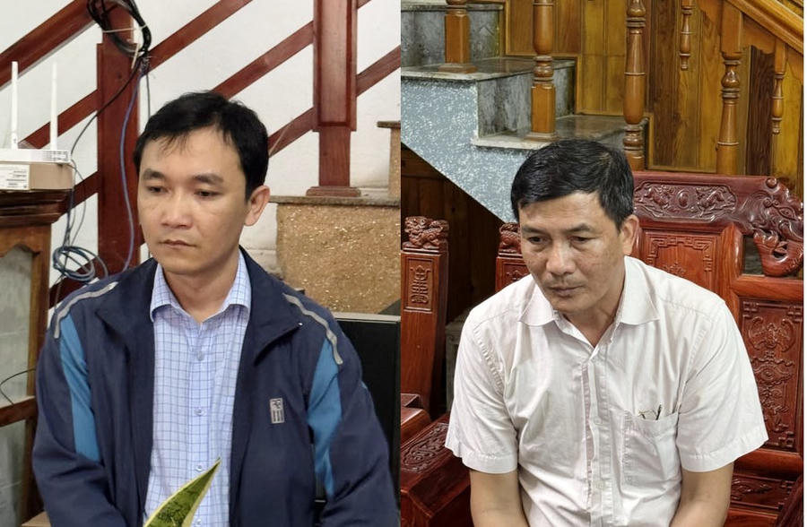 Đối tượng Trịnh Xuân Nam và Hà Tiến Dũng (bên phải)