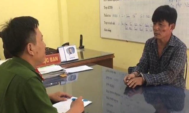 Đối tượng Hà Văn Hiếu làm việc với lực lượng công an 