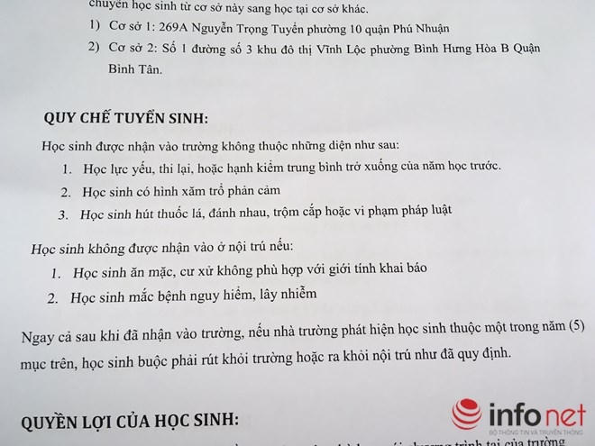 Quy chế mới đã được nhà trường sửa đổi, bắt đầu áp dụng từ ngày 7/8