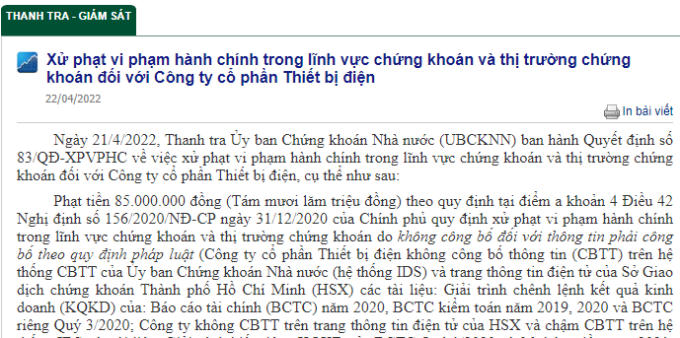 cong ty co phan thiet bi dien