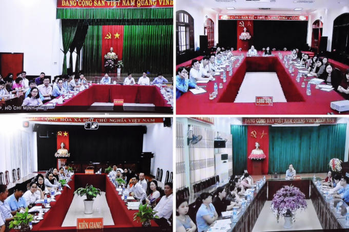 Các đại biểu tham dự Hội nghị trực tuyến tại một số điểm cầu các tỉnh. (Ảnh: Bộ Tài chính)