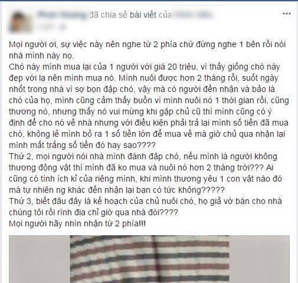 Người chủ mới 'thanh minh' về hành động của mình trên FB.