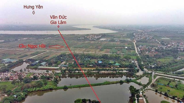 Vị trí dự kiến xây dựng cầu Ngọc Hồi.