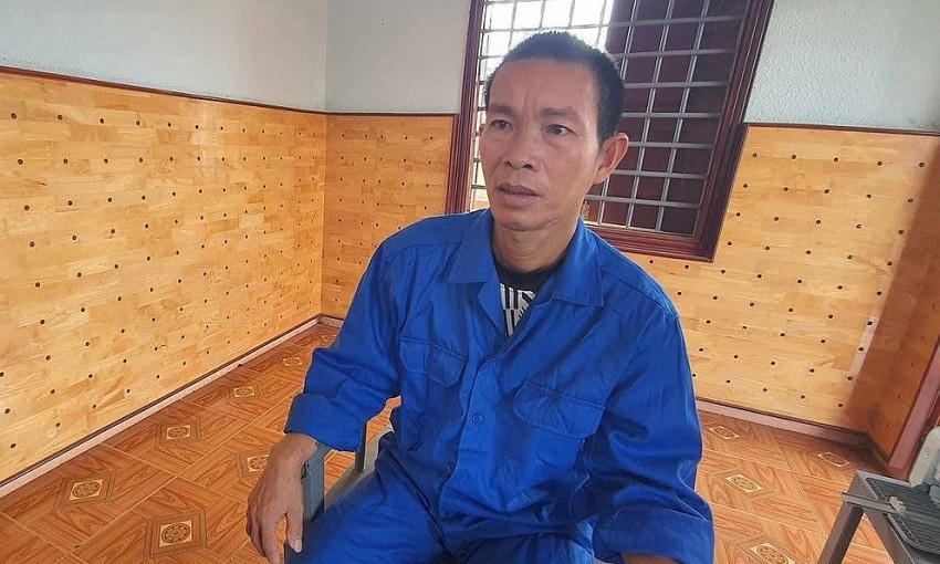 Đối tượng Nguyên tại cơ quan công an.