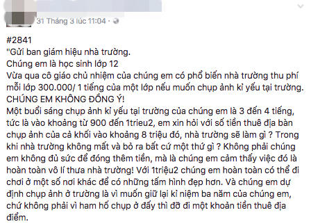 H&agrave; Nam: Chụp ảnh kỷ yếu trong trường, học sinh bức x&uacute;c tố nh&agrave; trường thu tiền ph&iacute;?