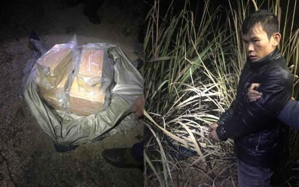 Đối tượng Th&ocirc;ng v&agrave; tang vật. Ảnh c&ocirc;ng an cung cấp.