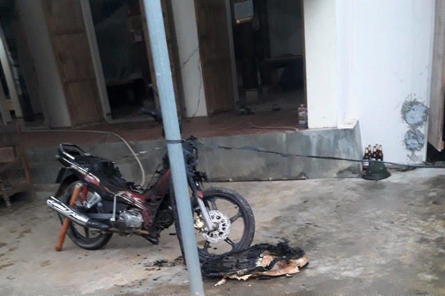 Chiếc xe máy bị cháy khi Ngần phóng hoả đốt nhà