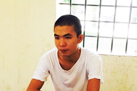 Đối tượng Tuấn tại cơ quan công an.