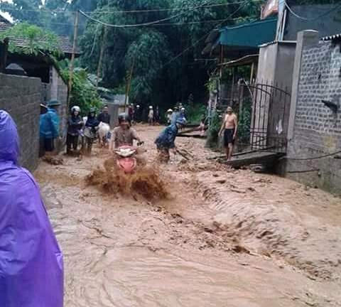 Mưa lớn tại thị trấn Tuần Giáo,huyện Tuần Giáo, tỉnh Điện Biên chiều ngày 20/8.