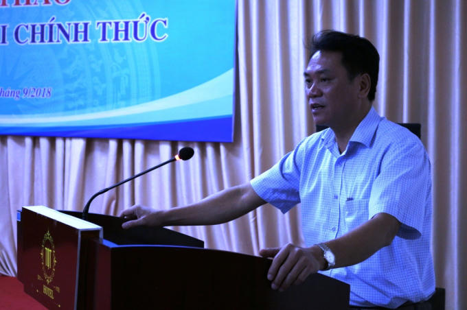 &Ocirc;ng T&agrave;o Bằng Huy, Ph&oacute; Cục trưởng Cục Việc l&agrave;m ph&aacute;t biểu khai mạc hội thảo.