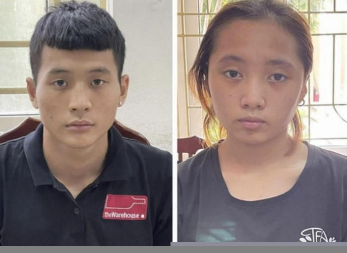 Đối tượng Hoàng và Trang tại cơ quan công an