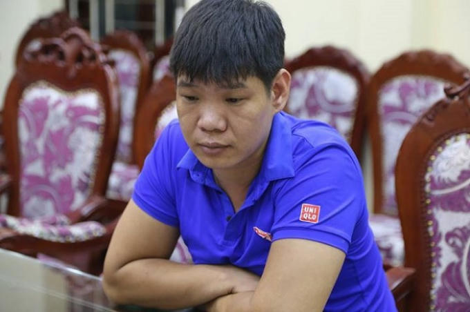 Đối tượng Sầm Viết Cương tại cơ quan Công an.