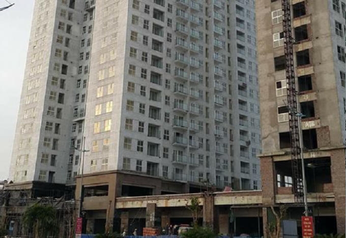 Tòa chung cư đang thi công nơi xảy ra vụ việc.