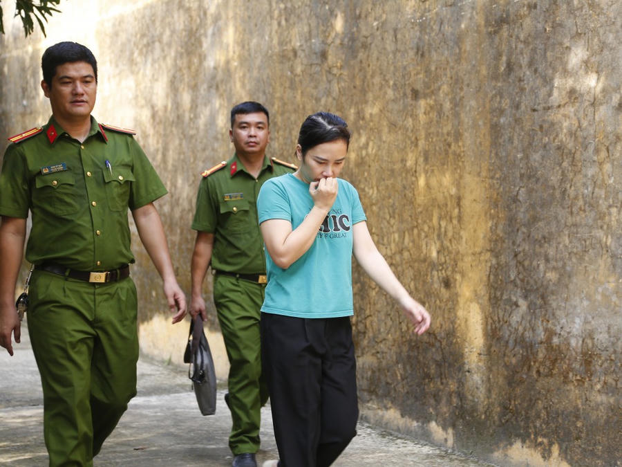 Đối tượng Trần Thị Phương tại cơ quan Công an - Ảnh Công an Hà Tĩnh.
