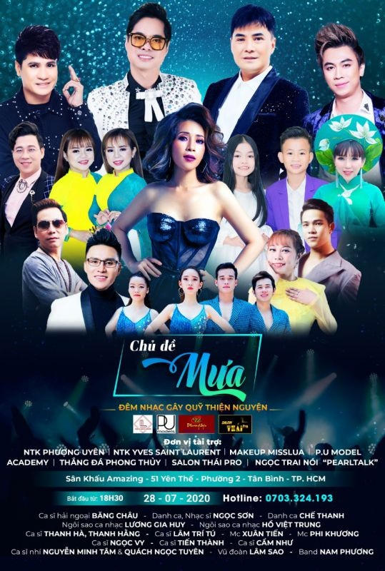 Đông đảo nghệ sĩ tham gia đêm nhạc gây quỹ từ thiện với chủ đề “Mưa”.