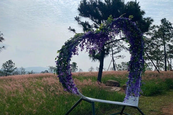 Khu vực này còn có nhiều tiểu cảnh như xích đu, ghế ngồi ‘triệu viu’… giúp du khách thỏa thích check-in hay chụp ảnh.