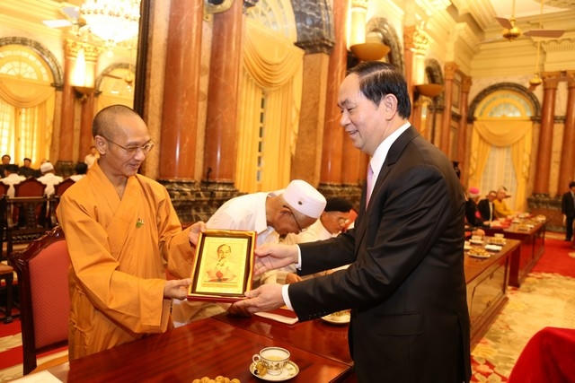 Chủ tịch nước Trần Đại Quang đón tiếp các chức sắc tôn giáo