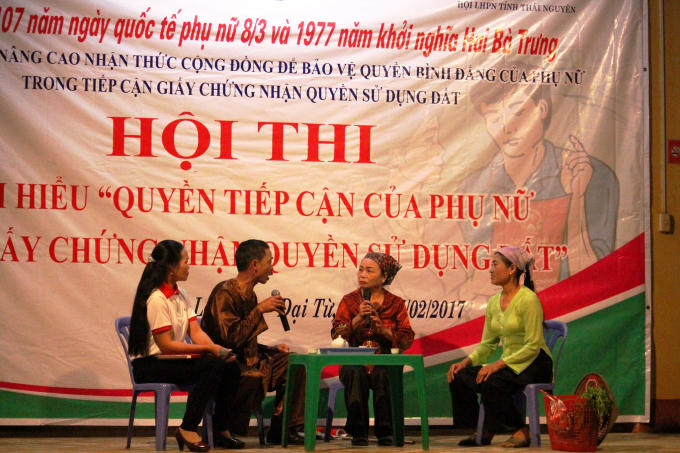 Hội thi Tìm hiểu “Quyền tiếp cận đất đai của phụ nữ có tên trong Giấy chứng nhận quyền sử dụng đất” tại Đại Từ, Thái Nguyên.