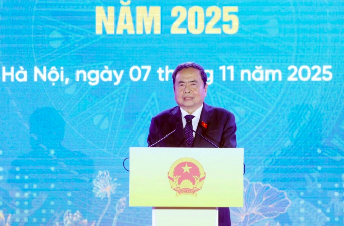 Chủ tịch Quốc hội Trần Thanh Mẫn phát biểu tại buổi lễ (Ảnh: Phương Mai).