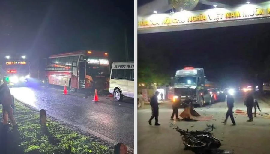 Hiện trường hai vụ tai nạn giao thông nghiêm trọng.