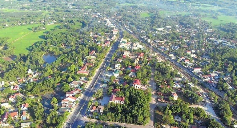 Thị xã Phong Điền thành phố Huế nhìn từ trên cao.