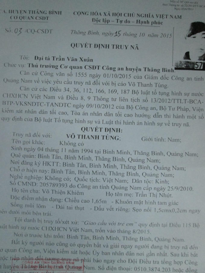 Vì "yêu" nhầm trẻ em, Tùng vướng vào vòng lao lý. (ảnh: Văn Hoàng).