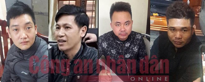 Các đối tượng Trần Văn Bằng, Trần Văn Thành, Phan Văn Hiển, Nông Thanh Hoan. (Ảnh: báo Công an nhân dân)