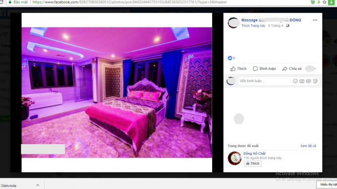 Hình ảnh quảng cáo về dịch vụ của một fanpage massage.