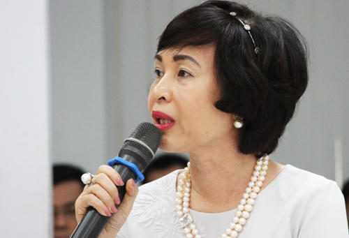 Bà Mai Hồng Quỳ phát biểu tại buổi làm việc. (Ảnh: Mạnh Tùng)