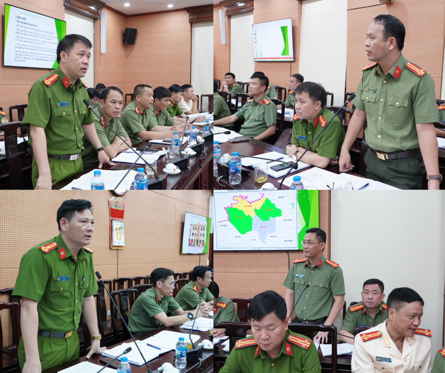 Đại diện nguyên chỉ huy Công an cấp huyện phát biểu ý kiến.