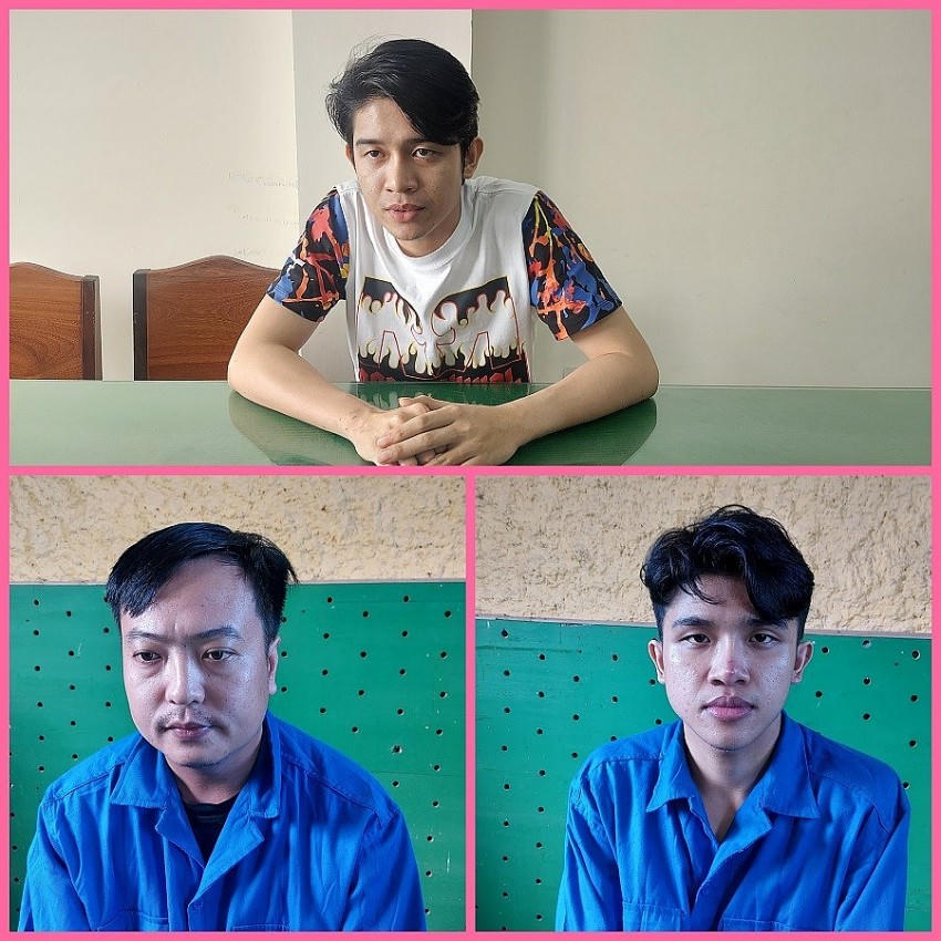 Các đối tượng Quân, Hưng và Phú trong đường dây đánh bạc bị bắt giữ. Ảnh: Công an Đồng Tháp.