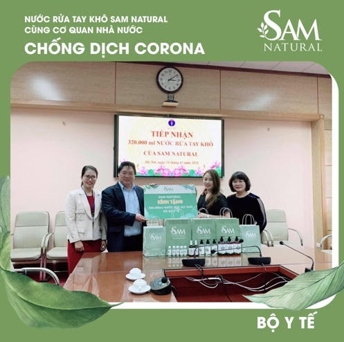 Sản phẩm dung dịch rủa tay của Sam Natural được bộ Y tế cấp giấy chứng nhận đảm bảo về chất lượng sản phẩm