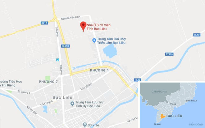 Khu nhà ở sinh viên tỉnh Bạc Liêu. Ảnh: Google Maps.