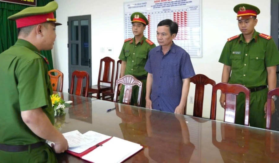 Nguyễn Ngọc Hải, Giám đốc Chi nhánh Văn phòng đăng ký đất đai TP Phan Thiết bị khởi tố. Ảnh: Công an TP Phan Thiết