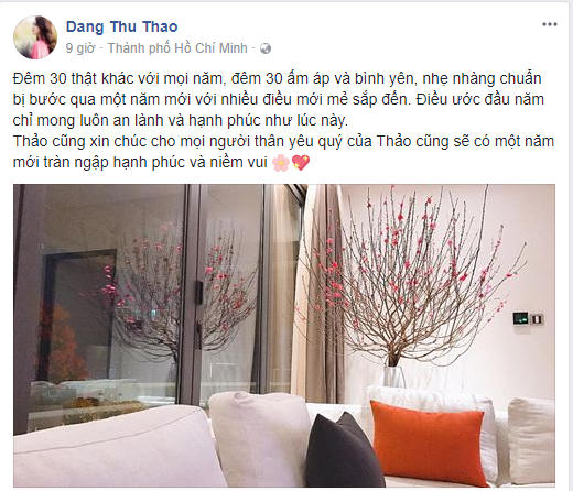 Đặng Thu Thảo chúc mọi người tràn ngập niềm vui, như ý trong năm mới.