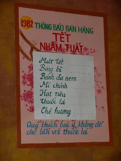 Đây là thông báo bán hàng tết Nhâm Tuất năm 1982. Ảnh: internet.
