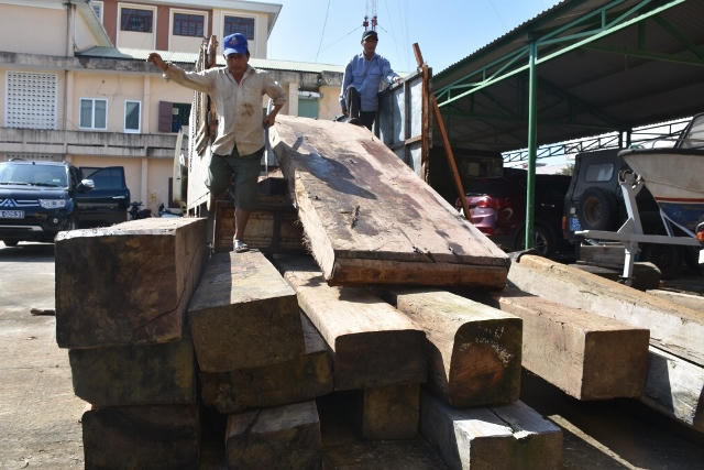 Công an tỉnh Quảng Nam liên tục phát hiện các vụ vận chuyển gỗ lậu. Ảnh: CAQN.
