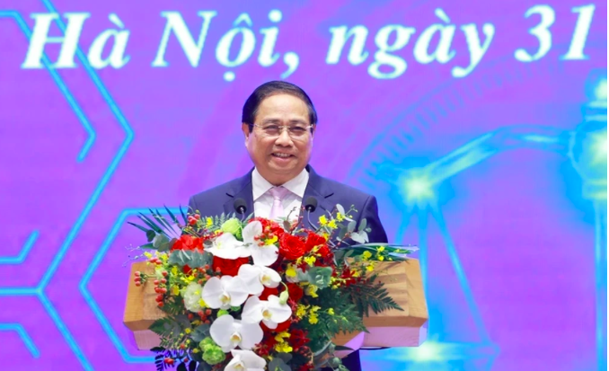 Thủ tướng Phạm Minh Chính phát biểu tại Lễ khai trương Cổng Pháp luật Quốc gia.