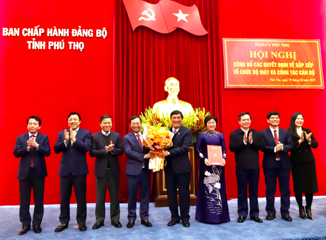 Bí thư Tỉnh ủy Phú Thọ trao Quyết định thành lập Đảng bộ UBND tỉnh. Ảnh: Nguyên An