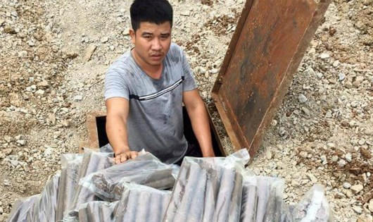 Đối tượng Nguyễn Nhân Trường và tang vật.