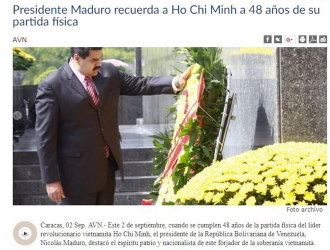 Bài viết trên hãng Thông tấn quốc gia Venezuela. (Nguồn: AVN)