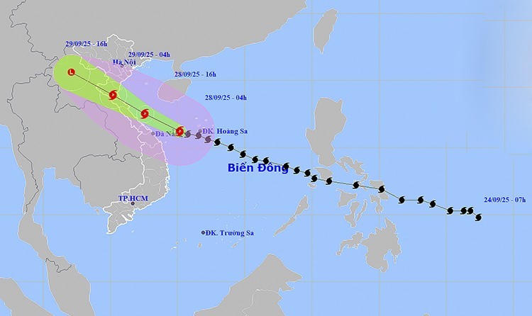 Vị trí và đường đi của bão số 10. Ảnh: thoitietvietnam