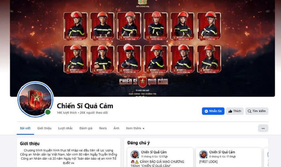Trang fanpage chính thức của Chương trình “Chiến sĩ quả cảm”
