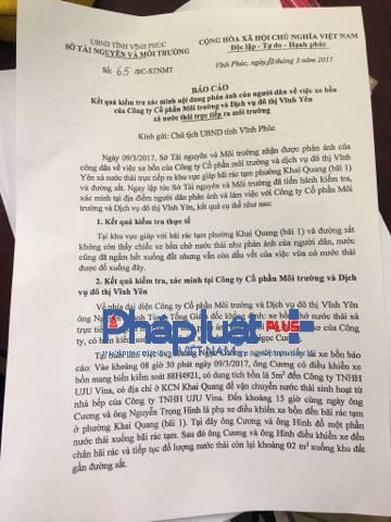 Báo cáo kết quả xác minh phản ánh của người dân.